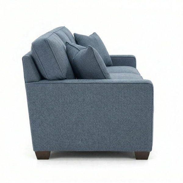 English Elm Clifford Square Arm Sofa Handcrafted in USA with Premium Polyester Upholstery Leslie Peacock Slate Blue B2761P498113