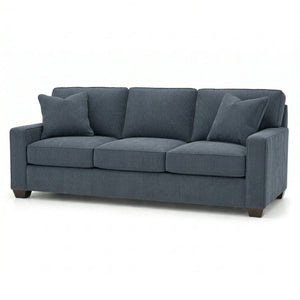 English Elm Clifford Square Arm Sofa Handcrafted in USA with Premium Polyester Upholstery Leslie Peacock Slate Blue B2761P498113