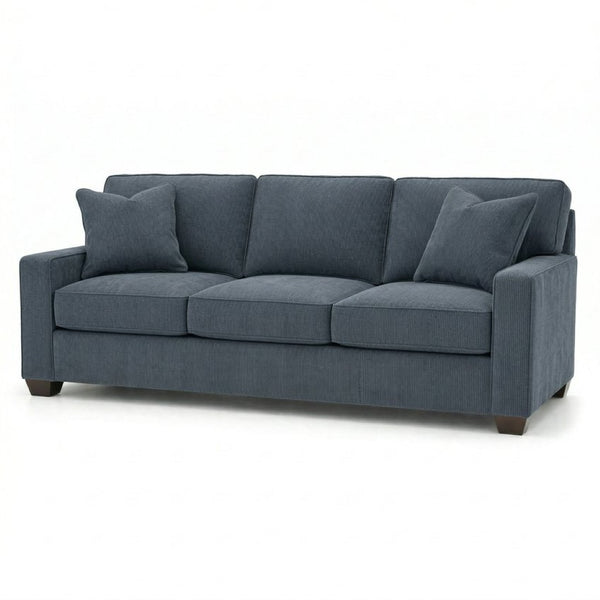 English Elm Clifford Square Arm Sofa Handcrafted in USA with Premium Polyester Upholstery Leslie Peacock Slate Blue B2761P498113