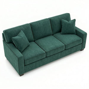 English Elm Clifford Velvet Sofa Handcrafted American Square Arm Living Room Comfort Seating Kelly Green / Forest Green B2761P498114