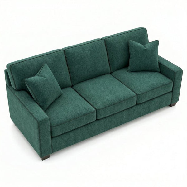 English Elm Clifford Velvet Sofa Handcrafted American Square Arm Living Room Comfort Seating Kelly Green / Forest Green B2761P498114
