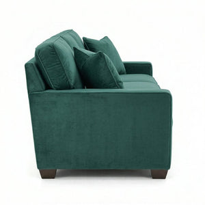 English Elm Clifford Velvet Sofa Handcrafted American Square Arm Living Room Comfort Seating Kelly Green / Forest Green B2761P498114