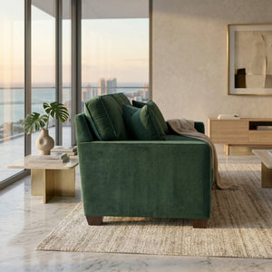 English Elm Clifford Velvet Sofa Handcrafted American Square Arm Living Room Comfort Seating Kelly Green / Forest Green B2761P498114