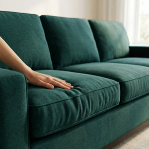 English Elm Clifford Velvet Sofa Handcrafted American Square Arm Living Room Comfort Seating Kelly Green / Forest Green B2761P498114