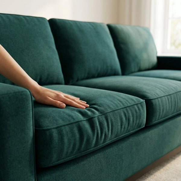 English Elm Clifford Velvet Sofa Handcrafted American Square Arm Living Room Comfort Seating Kelly Green / Forest Green B2761P498114