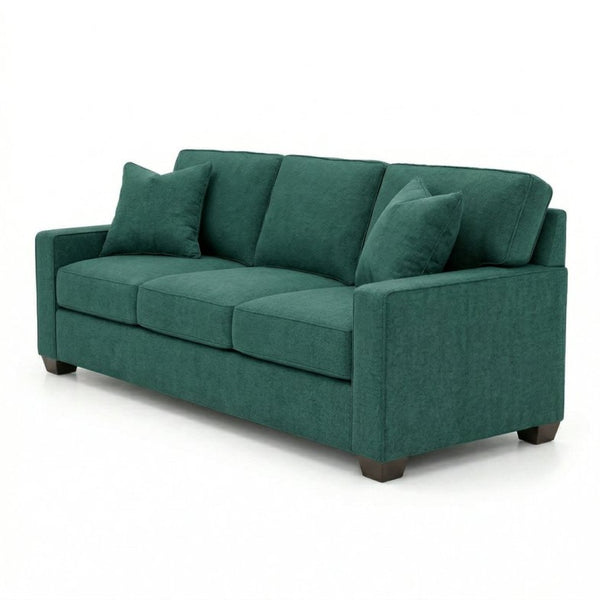 English Elm Clifford Velvet Sofa Handcrafted American Square Arm Living Room Comfort Seating Kelly Green / Forest Green B2761P498114