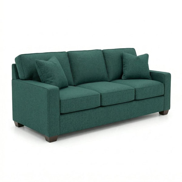 English Elm Clifford Velvet Sofa Handcrafted American Square Arm Living Room Comfort Seating Kelly Green / Forest Green B2761P498114
