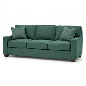 English Elm Clifford Velvet Sofa Handcrafted American Square Arm Living Room Comfort Seating Kelly Green / Forest Green B2761P498114