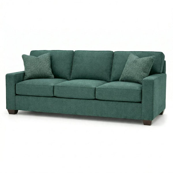English Elm Clifford Velvet Sofa Handcrafted American Square Arm Living Room Comfort Seating Kelly Green / Forest Green B2761P498114
