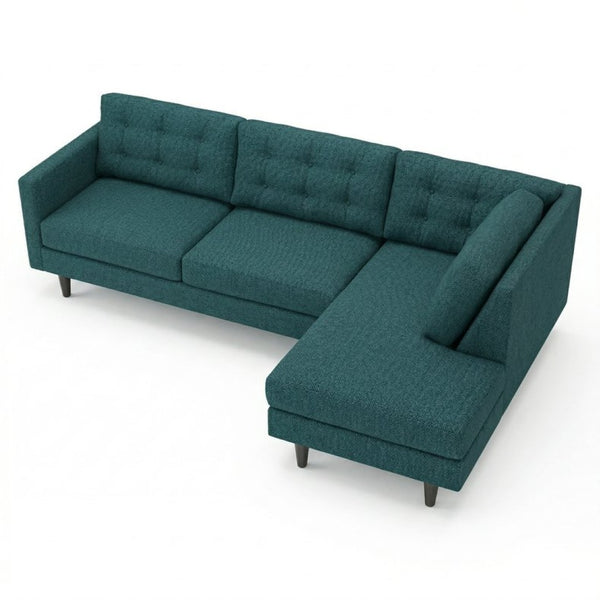 English Elm Talmadge L-shaped Chenille Sectional Handcrafted Usa Chaise Lounge Contemporary Living Room Hepburn Teal B2761P498582