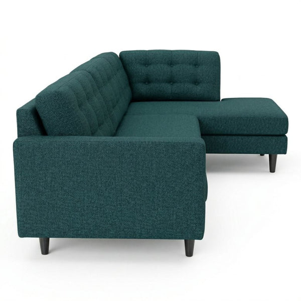English Elm Talmadge L-shaped Chenille Sectional Handcrafted Usa Chaise Lounge Contemporary Living Room Hepburn Teal B2761P498582