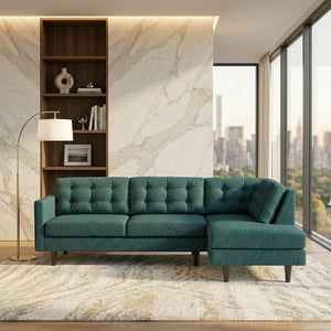 English Elm Talmadge L-shaped Chenille Sectional Handcrafted Usa Chaise Lounge Contemporary Living Room Hepburn Teal B2761P498582