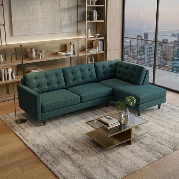 English Elm Talmadge L-shaped Chenille Sectional Handcrafted Usa Chaise Lounge Contemporary Living Room Hepburn Teal B2761P498582