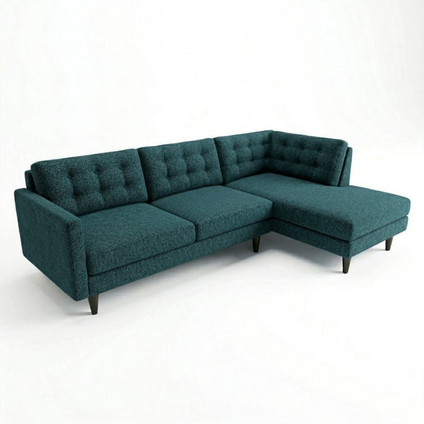 English Elm Talmadge L-shaped Chenille Sectional Handcrafted Usa Chaise Lounge Contemporary Living Room Hepburn Teal B2761P498582