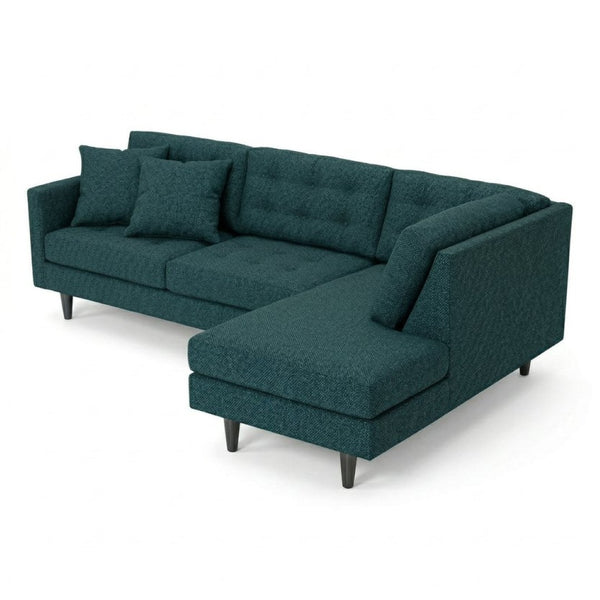 English Elm Talmadge L-shaped Chenille Sectional Handcrafted Usa Chaise Lounge Contemporary Living Room Hepburn Teal B2761P498582