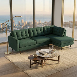 English Elm Talmadge L-shaped Chenille Sectional Handcrafted Usa Chaise Lounge Contemporary Living Room Antique Kelly Green B2761P498583