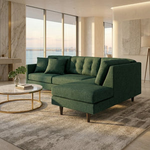 English Elm Talmadge L-shaped Chenille Sectional Handcrafted Usa Chaise Lounge Contemporary Living Room Antique Kelly Green B2761P498583