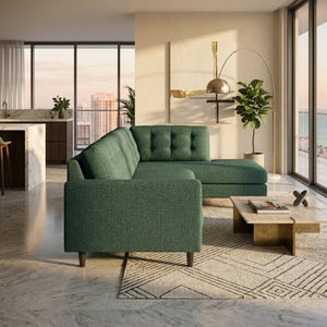 English Elm Talmadge L-shaped Chenille Sectional Handcrafted Usa Chaise Lounge Contemporary Living Room Antique Kelly Green B2761P498583