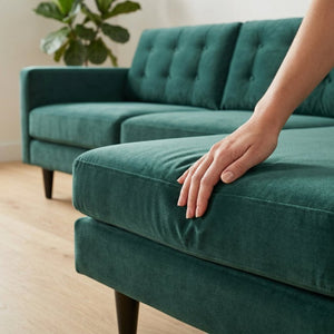 English Elm Talmadge L-shaped Chenille Sectional Handcrafted Usa Chaise Lounge Contemporary Living Room Antique Kelly Green B2761P498583