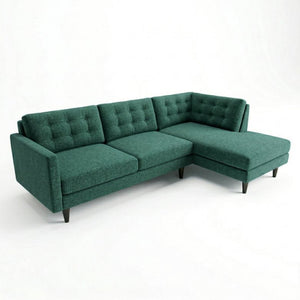 English Elm Talmadge L-shaped Chenille Sectional Handcrafted Usa Chaise Lounge Contemporary Living Room Antique Kelly Green B2761P498583