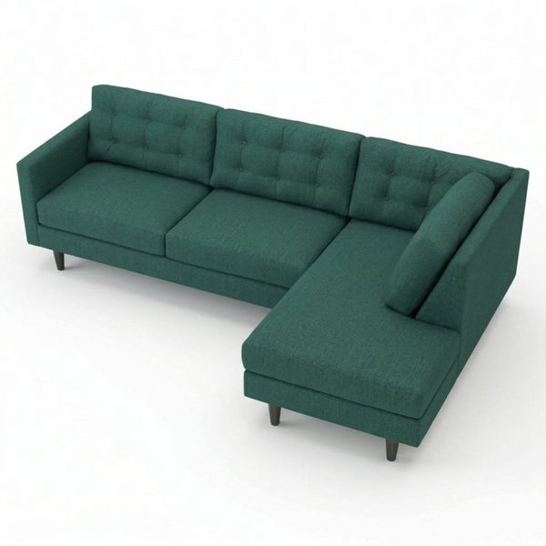 English Elm Talmadge L-shaped Chenille Sectional Handcrafted Usa Chaise Lounge Contemporary Living Room Antique Kelly Green B2761P498583