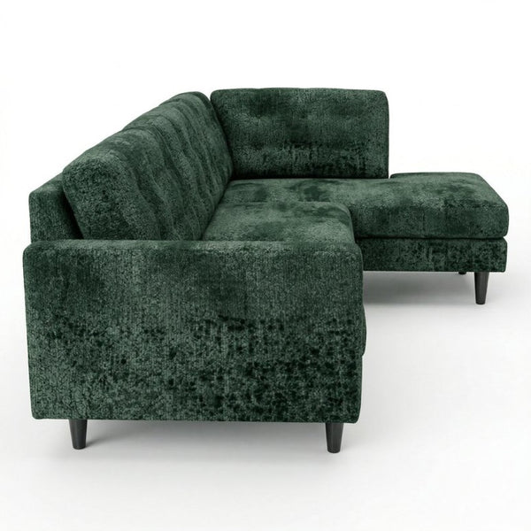 English Elm Talmadge L-shaped Chenille Sectional Handcrafted Usa Chaise Lounge Contemporary Living Room Antique Charcoal Green B2761P498584