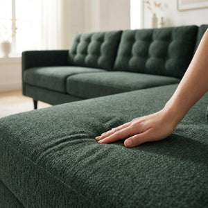English Elm Talmadge L-shaped Chenille Sectional Handcrafted Usa Chaise Lounge Contemporary Living Room Antique Charcoal Green B2761P498584