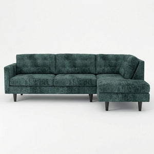English Elm Talmadge L-shaped Chenille Sectional Handcrafted Usa Chaise Lounge Contemporary Living Room Antique Charcoal Green B2761P498584