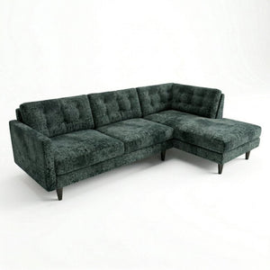 English Elm Talmadge L-shaped Chenille Sectional Handcrafted Usa Chaise Lounge Contemporary Living Room Antique Charcoal Green B2761P498584