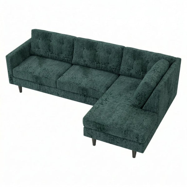 English Elm Talmadge L-shaped Chenille Sectional Handcrafted Usa Chaise Lounge Contemporary Living Room Antique Charcoal Green B2761P498584