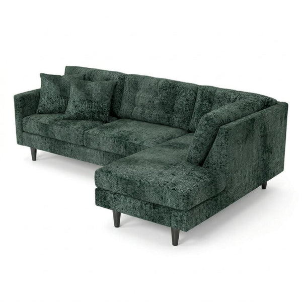 English Elm Talmadge L-shaped Chenille Sectional Handcrafted Usa Chaise Lounge Contemporary Living Room Antique Charcoal Green B2761P498584