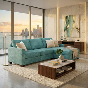 English Elm Damon L-Shaped Sectional Emerald Polyester Chaise Sofa for Modern Living Rooms Hepburn Emerald B2761P498620