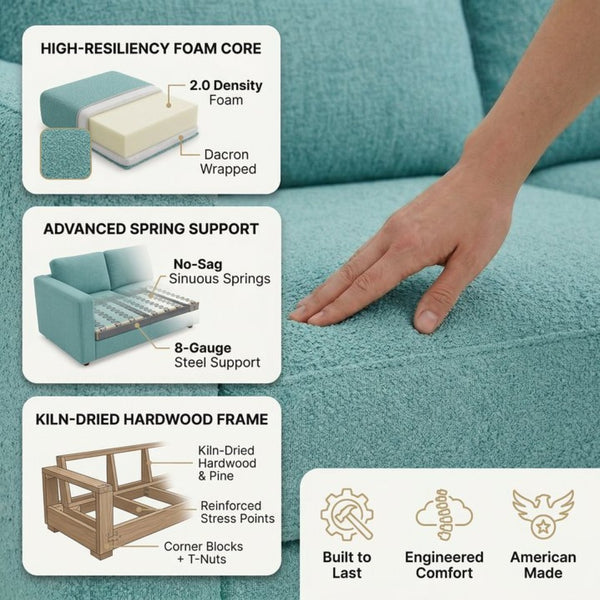 English Elm Damon L-Shaped Sectional Emerald Polyester Chaise Sofa for Modern Living Rooms Hepburn Emerald B2761P498620