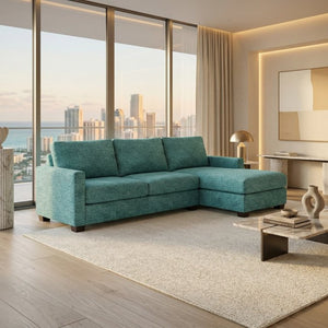 English Elm Damon L-Shaped Sectional Emerald Polyester Chaise Sofa for Modern Living Rooms Hepburn Emerald B2761P498620