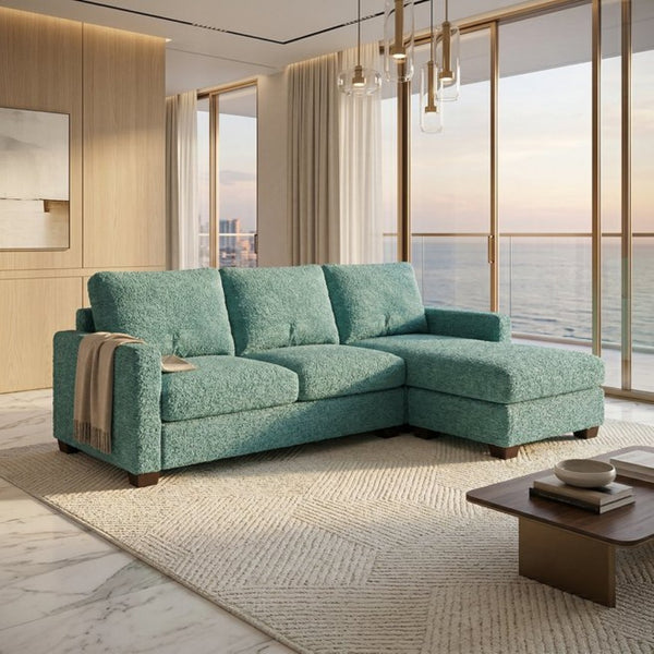 English Elm Damon L-Shaped Sectional Emerald Polyester Chaise Sofa for Modern Living Rooms Hepburn Emerald B2761P498620