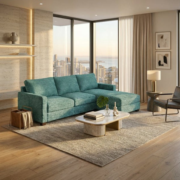 English Elm Damon L-Shaped Sectional Emerald Polyester Chaise Sofa for Modern Living Rooms Hepburn Emerald B2761P498620