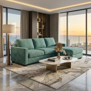 English Elm Damon L-Shaped Sectional Emerald Polyester Chaise Sofa for Modern Living Rooms Hepburn Emerald B2761P498620
