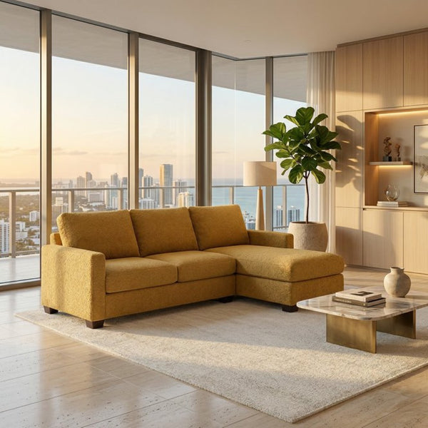 English Elm Damon L-Shaped Sectional Emerald Polyester Chaise Sofa for Modern Living Rooms Hepburn Chai Tea B2761P498621