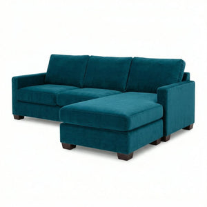 English Elm Damon L-Shaped Sectional Emerald Polyester Chaise Sofa for Modern Living Rooms Velvet Antique Peacock B2761P498622