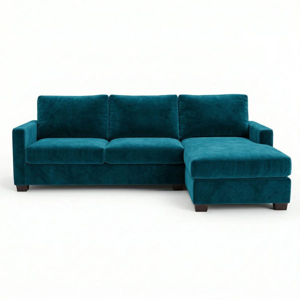 English Elm Damon L-Shaped Sectional Emerald Polyester Chaise Sofa for Modern Living Rooms Velvet Antique Peacock B2761P498622