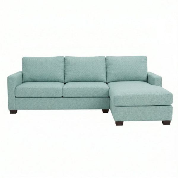 English Elm Damon L-Shaped Sectional Emerald Polyester Chaise Sofa for Modern Living Rooms Blue Leslie Robins Egg B2761P498623