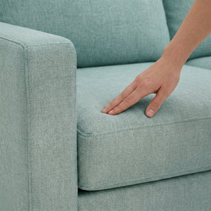 English Elm Damon L-Shaped Sectional Emerald Polyester Chaise Sofa for Modern Living Rooms Blue Leslie Robins Egg B2761P498623