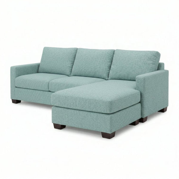 English Elm Damon L-Shaped Sectional Emerald Polyester Chaise Sofa for Modern Living Rooms Blue Leslie Robins Egg B2761P498623