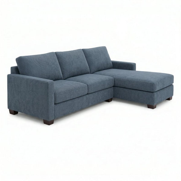 English Elm Damon L-Shaped Sectional Emerald Polyester Chaise Sofa for Modern Living Rooms Leslie Peacock Slate Blue B2761P498624