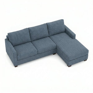 English Elm Damon L-Shaped Sectional Emerald Polyester Chaise Sofa for Modern Living Rooms Leslie Peacock Slate Blue B2761P498624