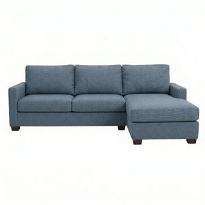English Elm Damon L-Shaped Sectional Emerald Polyester Chaise Sofa for Modern Living Rooms Leslie Peacock Slate Blue B2761P498624