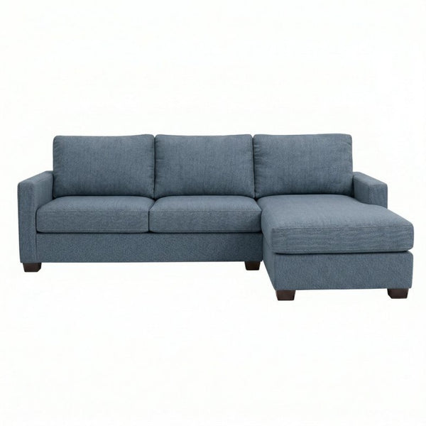 English Elm Damon L-Shaped Sectional Emerald Polyester Chaise Sofa for Modern Living Rooms Leslie Peacock Slate Blue B2761P498624