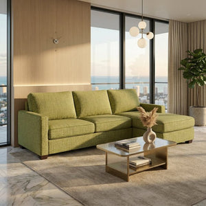 English Elm Damon L-Shaped Sectional Emerald Polyester Chaise Sofa for Modern Living Rooms Notion Appletini B2761P498625