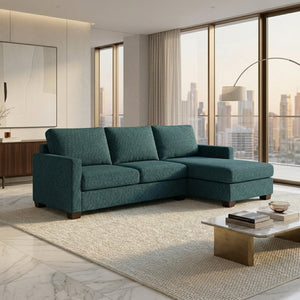 English Elm Talmadge L-shaped Chenille Sectional Handcrafted Usa Chaise Lounge Contemporary Living Room Hepburn Teal Blue B2761P498626