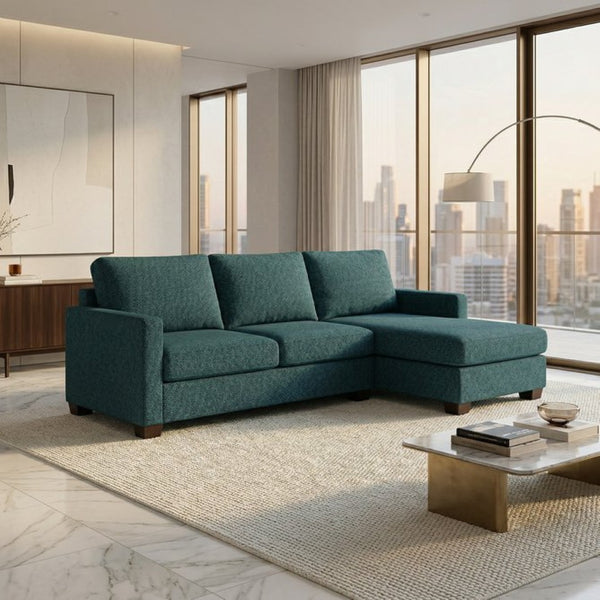 English Elm Talmadge L-shaped Chenille Sectional Handcrafted Usa Chaise Lounge Contemporary Living Room Hepburn Teal Blue B2761P498626